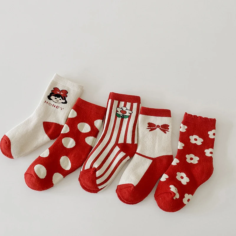 

5pairs/lot Kids Long Soft Cotton Baby Fashion Socks Boys Toddlers Girls Socks Children Clothes Cute Socks Kids Thick Warm Socks