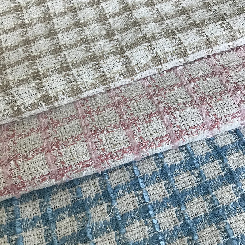 

Plaid Tweed Fabric Yarn Dyed Dress Coat Suits Sewing Tissus Colorful Yarn Checker Cloth DIY Woven Tweed 100X150cm