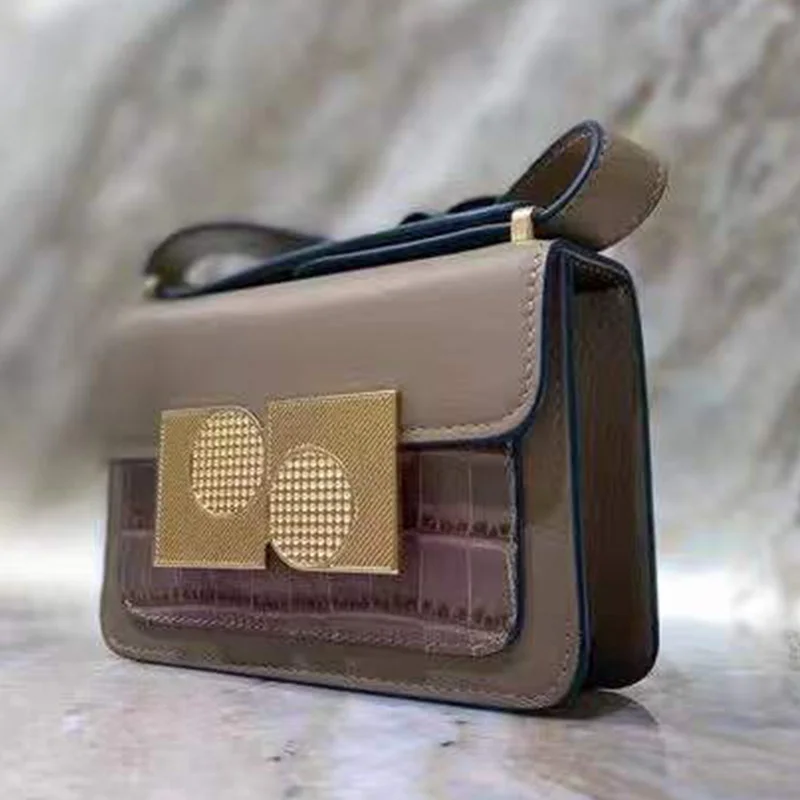 

Multicolor crocodile pattern lock buckle leather small square bag ladies new fashion all-match single shoulder messenger bag
