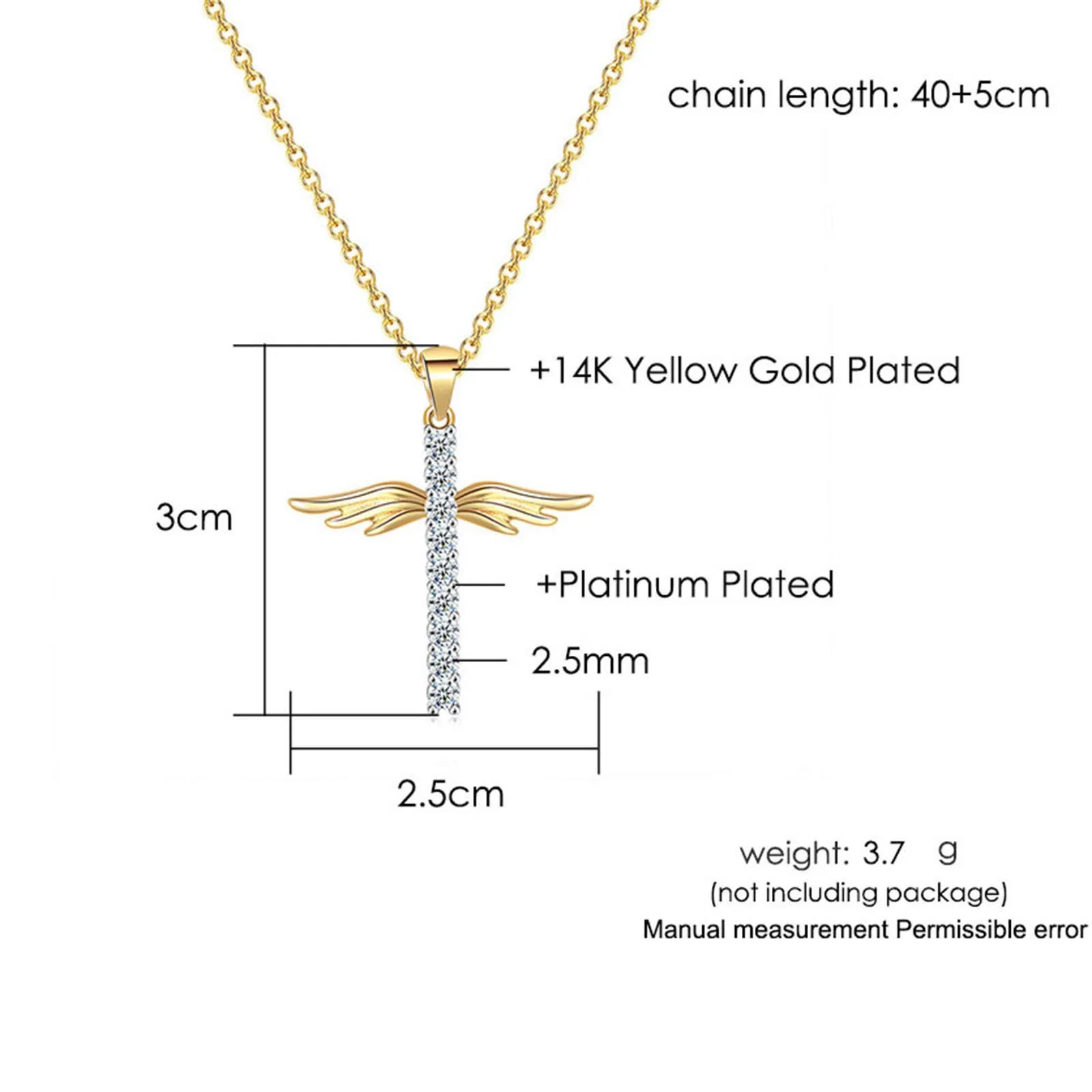 

necklace for women Dichroic Electroplated Zircon Gold Pendant Angel Gold Cross Necklace Jewelry Gifts collares para mujer