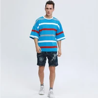 england style summer striped men t shirt 2021 plus size casual t shirt oversized loose sports short sleeve tees top dropshipping