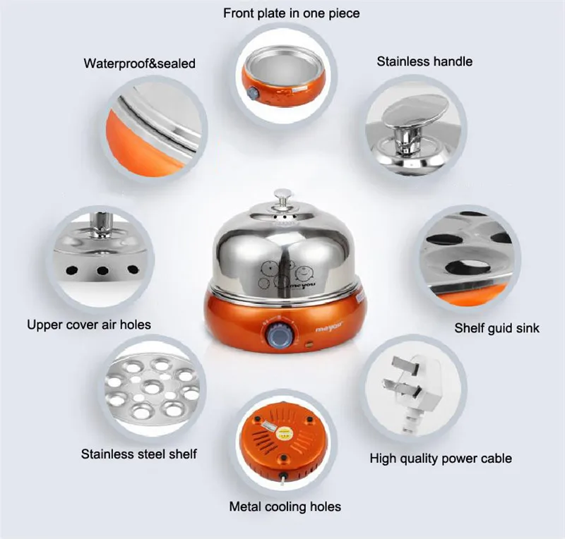 Электрический отпариватель для яиц 9 полностью из нержавеющей стали 304 с большой