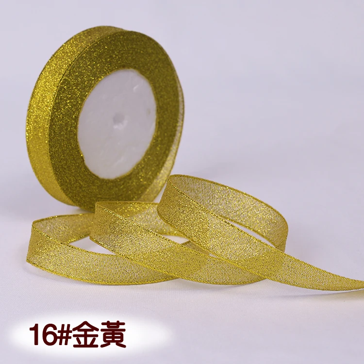 Цветная лента с металлическим блеском 25 ярдов 15 мм подарочная упаковка ленты для