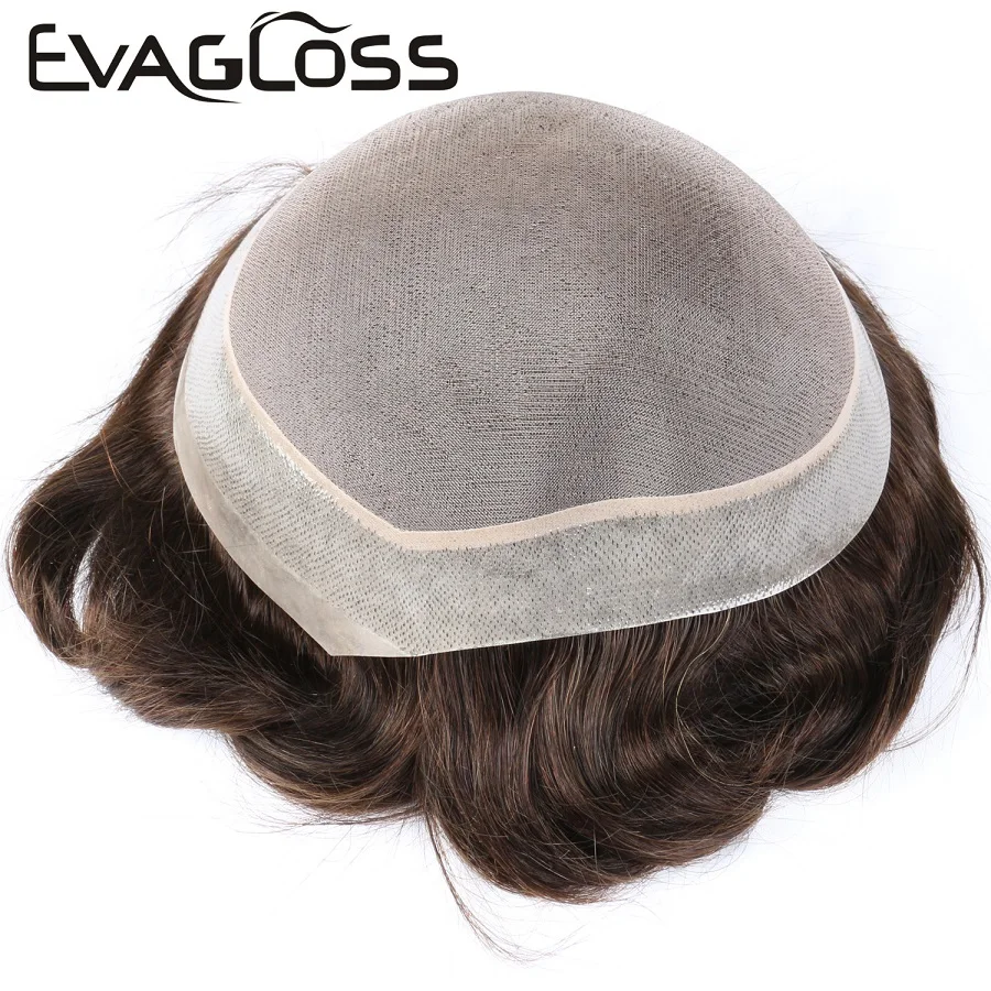Парик EVAGLOSS из человеческих волос мужской тонкий моно парик натуральных для