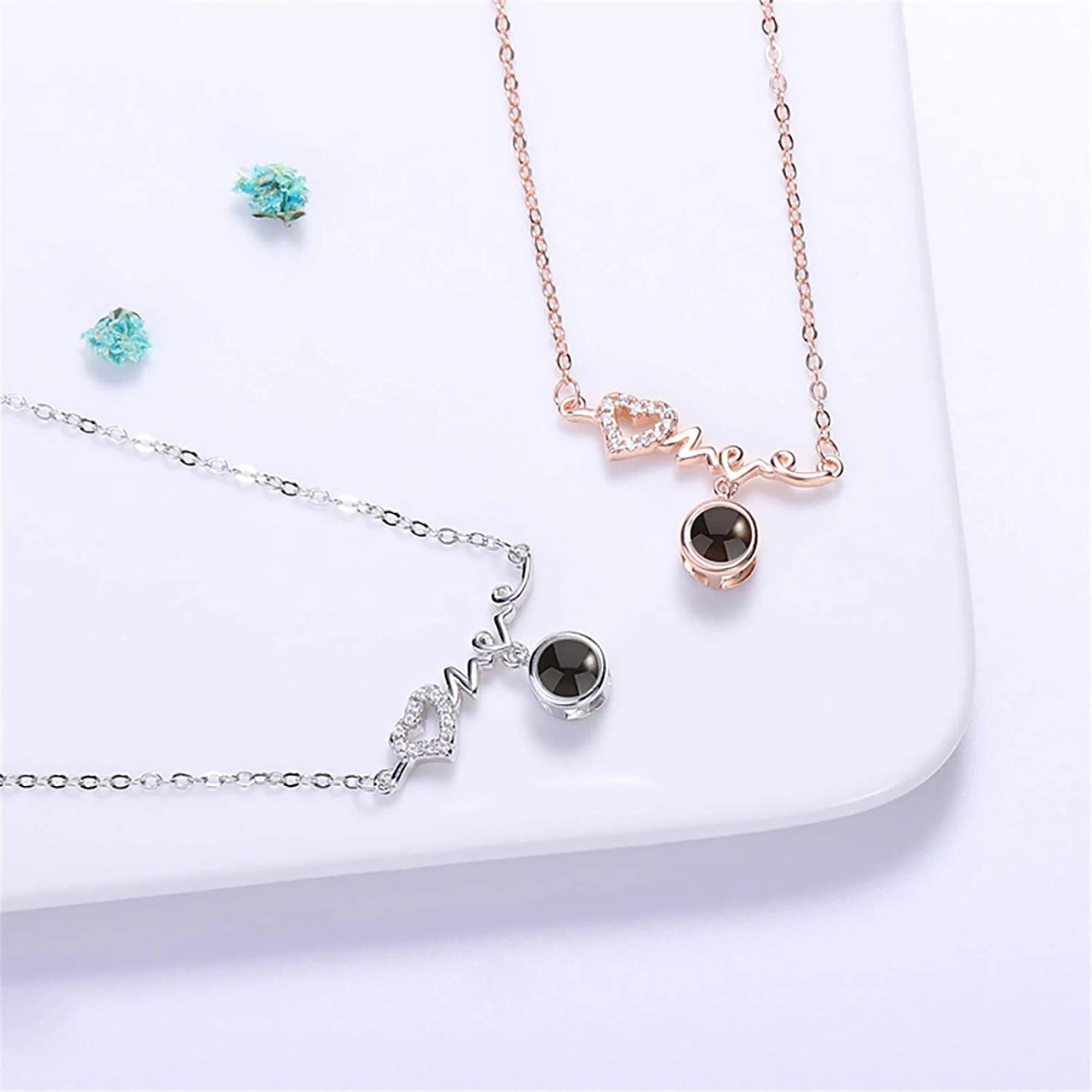 При индивидуальном заказе фотоснимком именем сердцебиение Форма ожерелье с