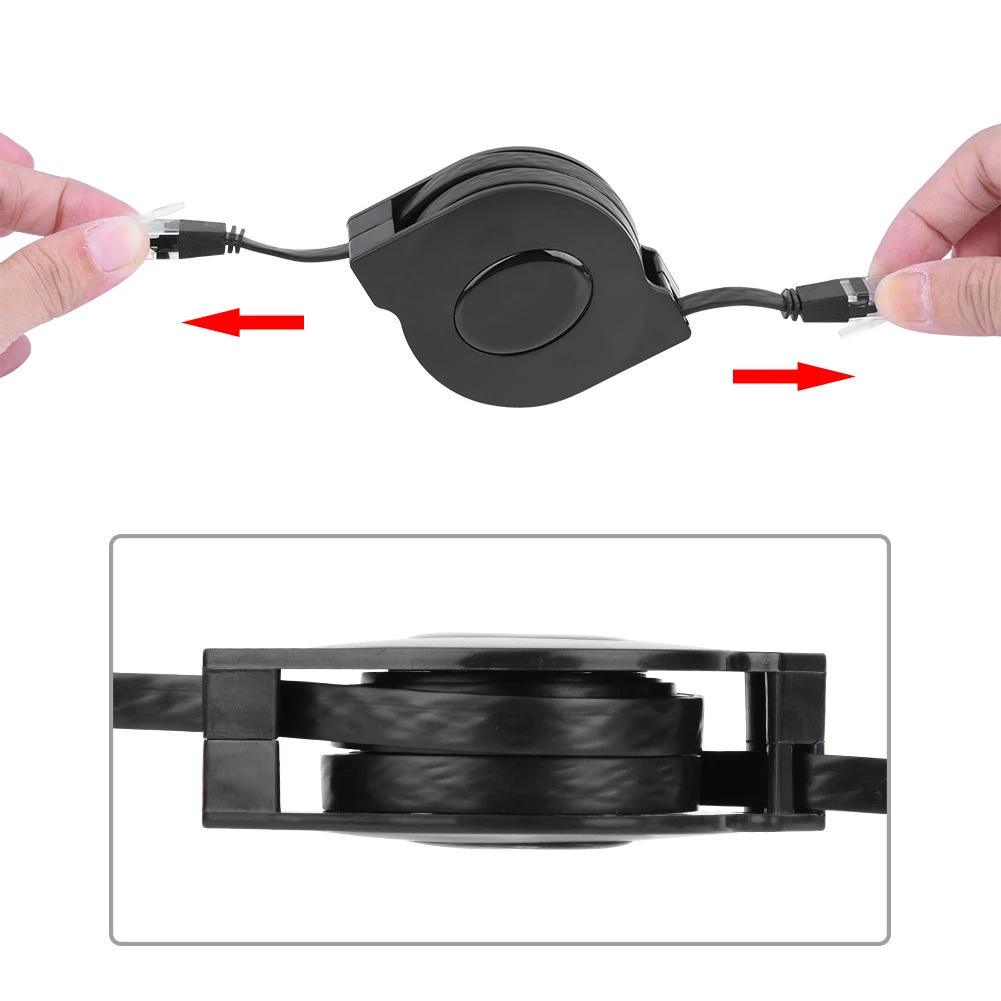 1 м/2 м регулируемые выдвижные плоские Ethernet кабели CAT6 RJ45 Lan Сетевой модем