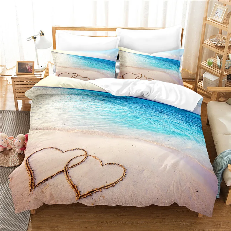 

Beautiful Beach Bedding Set For Bedroom Soft Bedspreads For Bed Home Comefortable Duvet Cover Quilt Cover And Pillowcase