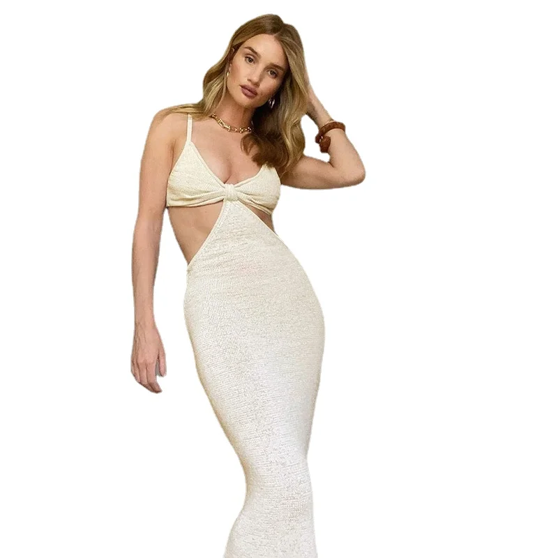 

Holiday Knitted Women's Dress Elegant Sexy Party Backless Tight Dress