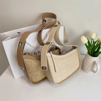 summer straw shoulder crossbody bags women 2021 bohemia weave casual handbag womens luxury fashion beach armpit bag purses
