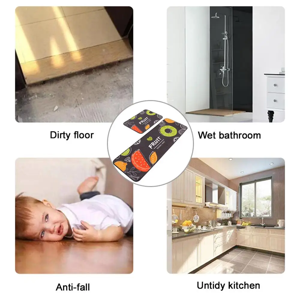 

2pcs Washable Non-slip Kitchen Floor Mat Bathroom Entrance Door Mat For Bedroom Living Room Bedside Area Rugs Dropshipping