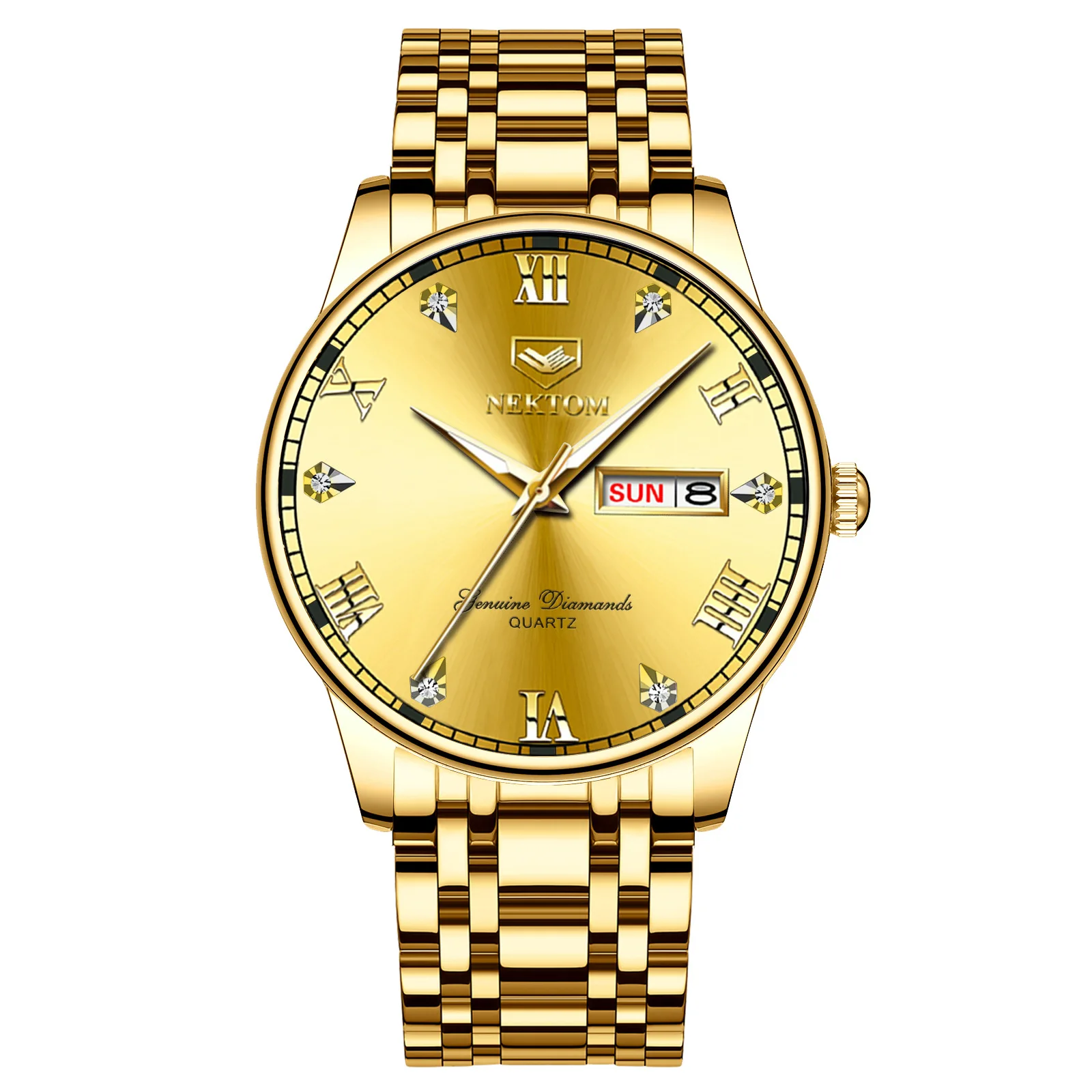 

Genuine men's watch with explosive products, steel belt, double calendar quartz watch NEKTOM