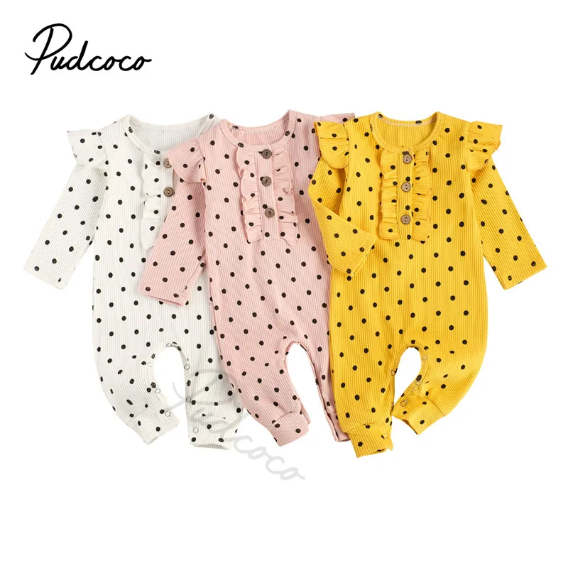 Комбинезон в горошек для маленьких девочек комбинезон с круглым вырезом и