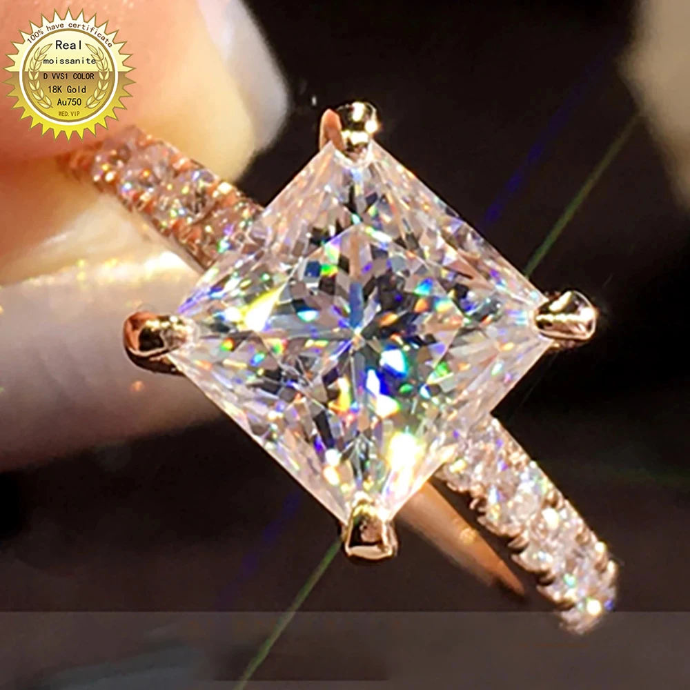 

10K Au417 золотые кольца 1 2 3 4 5 карат Принцесса квадратный D Цвет VVS Муассанит бриллиант обручальное кольцо для свадьбы вечеринки юбилея