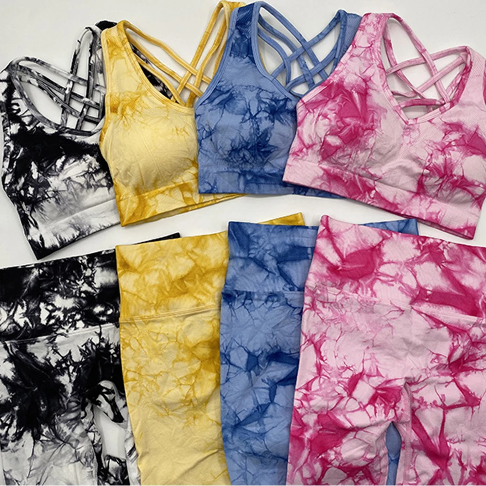 Костюм для йоги с принтом Женский комплект из 2 предметов бесшовные леггинсы