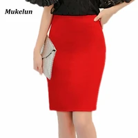 fashion summer 2021 women skirt black plus size high waist work slim pencil skirt red open fork sexy office lady skirts female