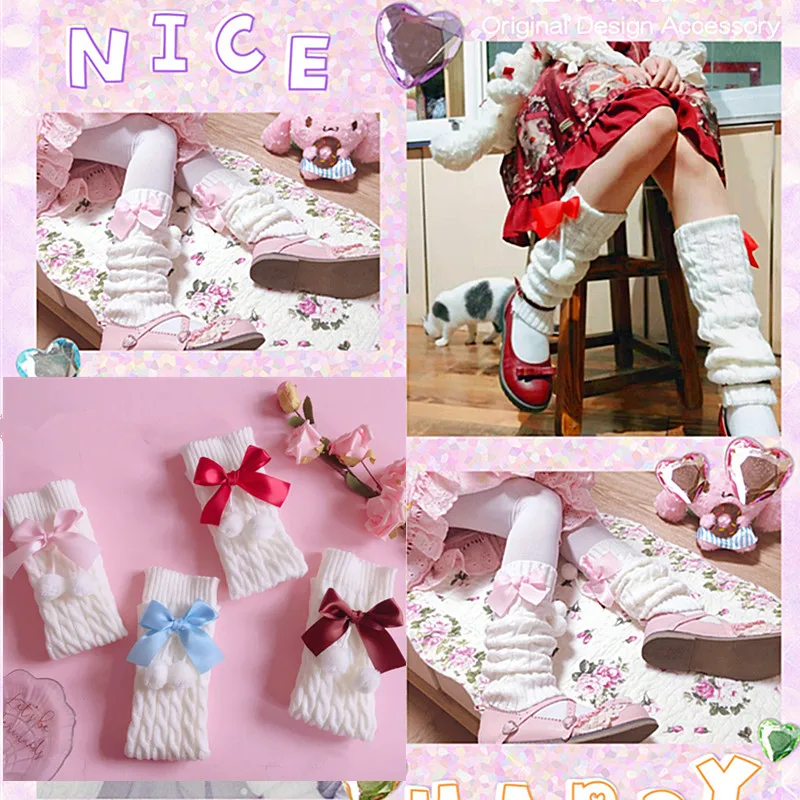 Обувь с бантиком в стиле Лолита JK форма голенищем гармошкой носки свободные