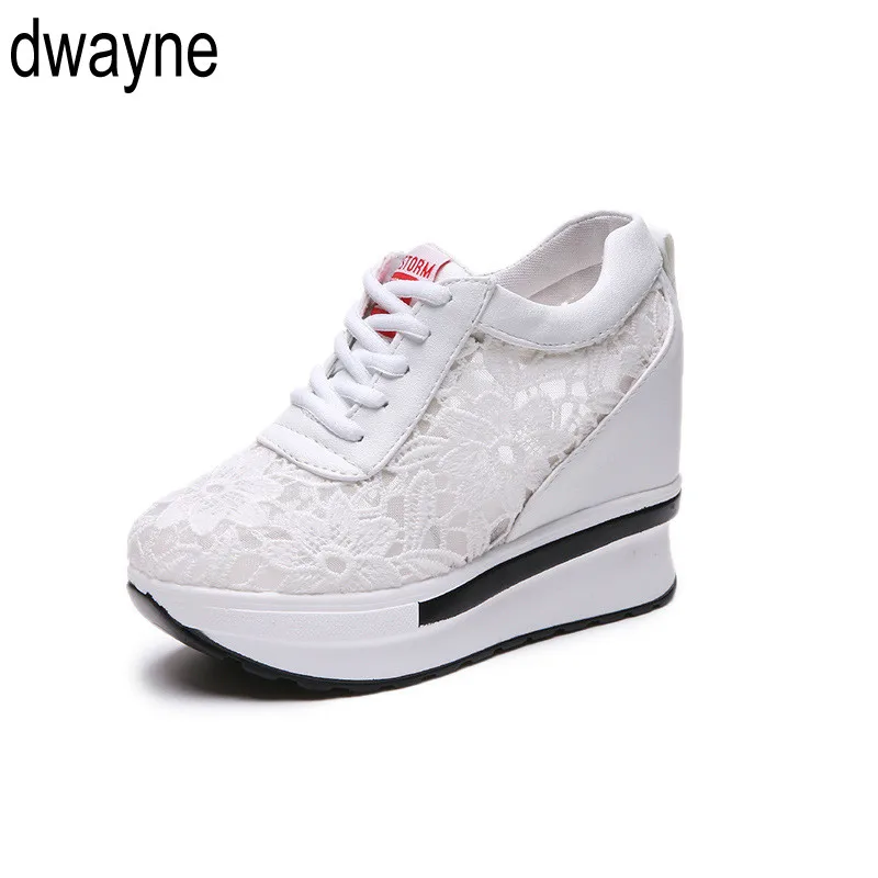 

Women Wedge Platform Lace Mesh Spring Sneakers Vulcanized New Female Lace Up Casual Height Increase Shoes Ladies Fashion 789