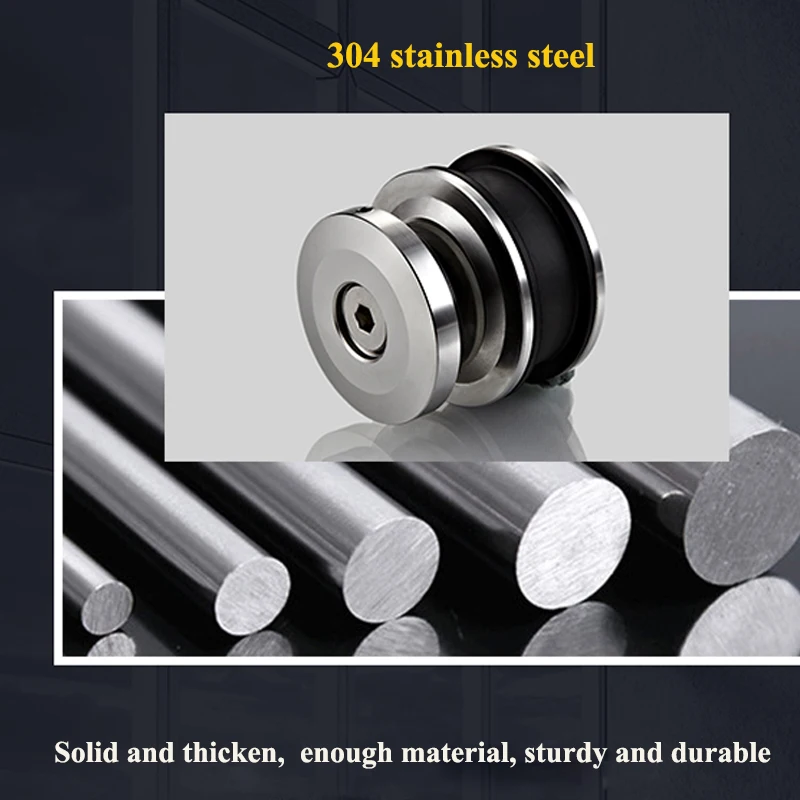 high quality 1set 304 stainless steel glass sliding system shower room sliding door glass door hardware bathroom accesoories free global shipping