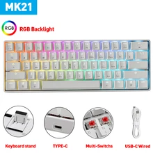 MK21 61 Key Mechanical Keyboard USB-C Wired RGB Backlight Gaming PC Computer Keyboard Red/Blue/Brown/Black Switchs For Gamer
