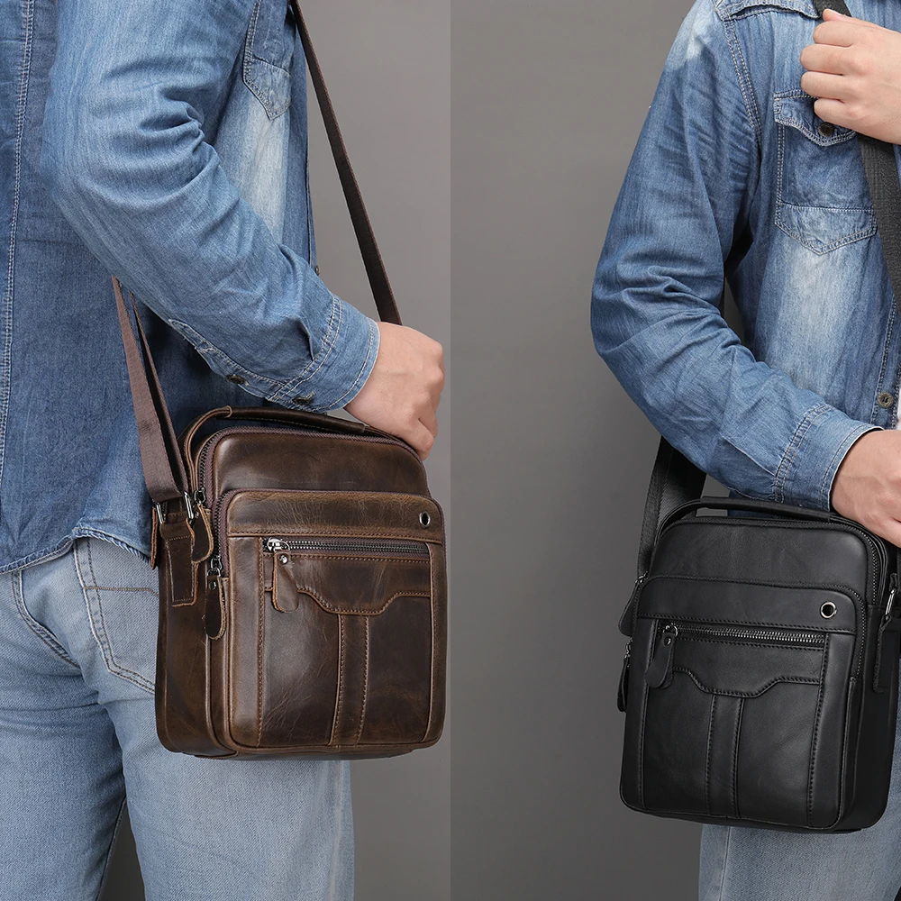 WESTAL Men's Bag Genuine Leather Shoulder Bag Husband Mid Party Bag for Man Messenger Crossbody Bags Leather Men Handbags 7013 images - 6