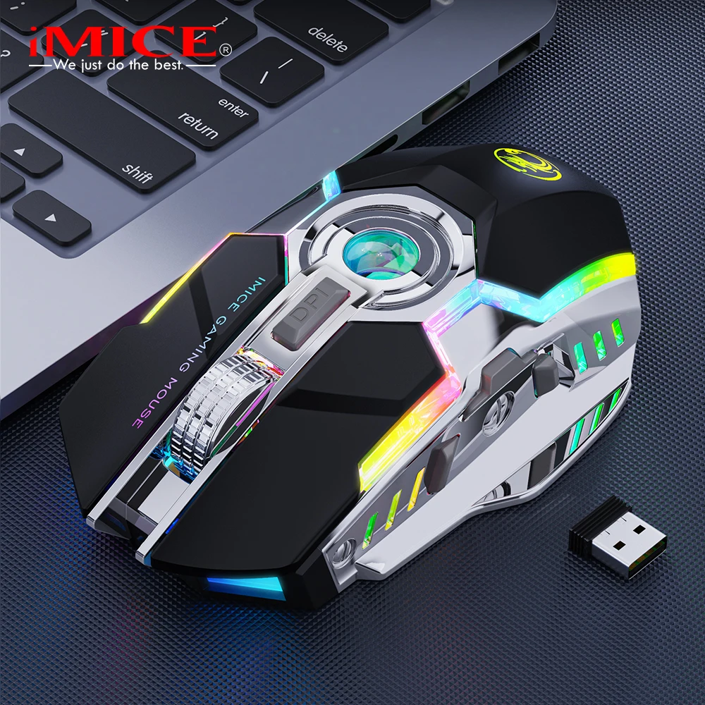 

iMice RGB Wireless Gaming Mouse Silent Rechargeable Ergonomic Mause With LED Backlit USB Mice For PC Laptop Computer Game Mouse