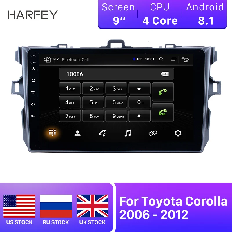 Автомобильный мультимедийный плеер Harfey 9 &quotHD Android 8 1 GPS Navi WIFI + 16 Гб стерео для Toyota