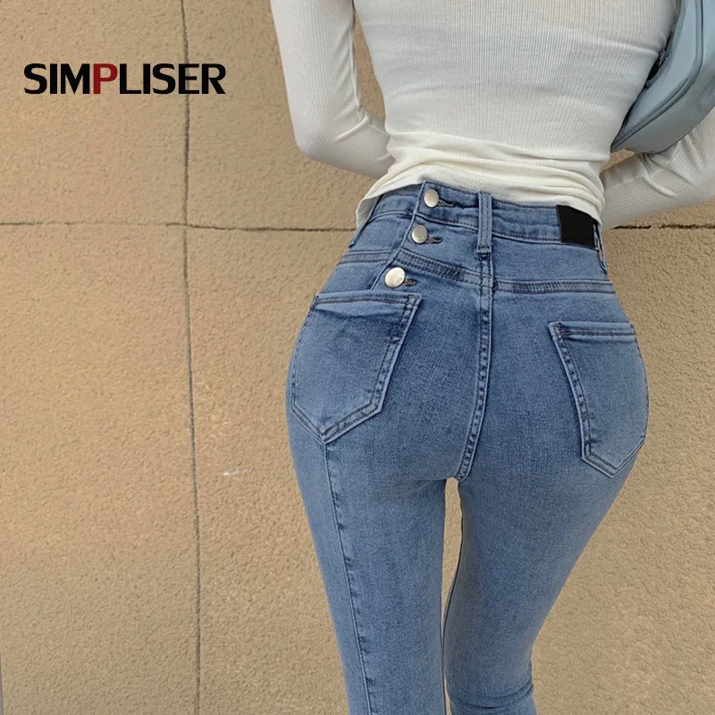 

Push Up Sexy Women Stretch Denim Blue Jeans Pants Ankle Lenth Female Chic Pencil Pants High Waisted Ladies Trousers 2021 New
