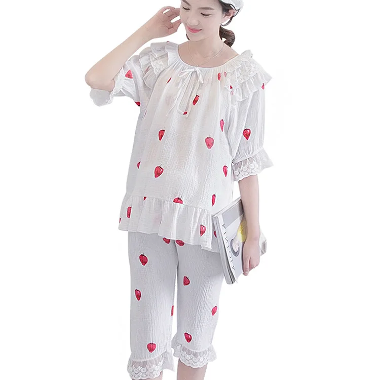 

Hishiny Maternity Nightwear Nurse Pajamas clothes Breastfeeding Sleepwear 2pcs Cotton Feeding Clothing Short-Sleeve Shorts Set