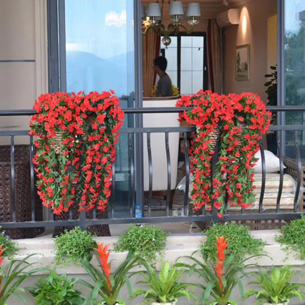 

Fake Flowers Hanging Flowers Artificial Violet Flower Wall Wisteria Basket Hanging Garland Vine Flowers Fake Silk