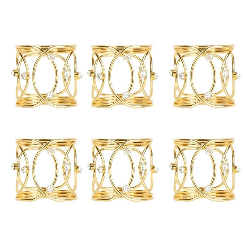 

6 Pcs Metal Mesh Napkin Rings,Gold Napkin Rings For Dinner,Party,Wedding,Birthday,Table Decorations,Napkin Rings Buckles