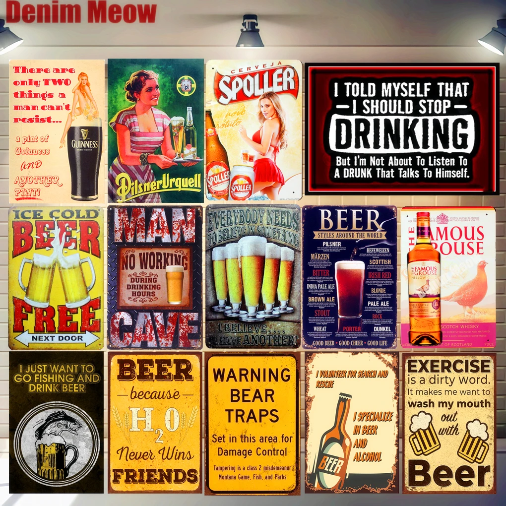 Бесплатная доставка холодное пиво винтажные металлические оловянные знаки