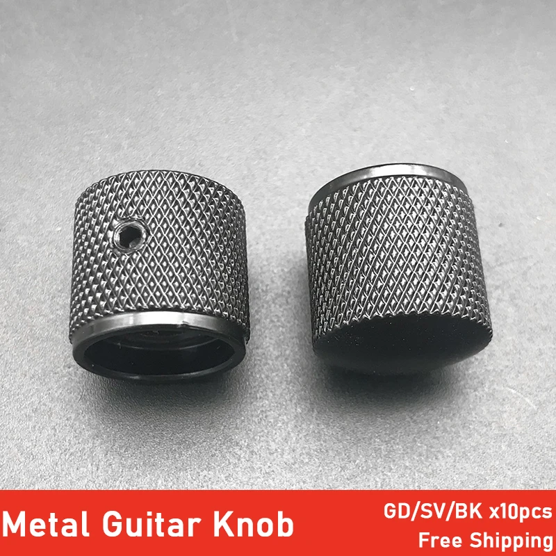 10 stücke metall dome tone tunning knopf mit hexagon schrauben lock volumen control tasten für elektrische gitarre bass schwarzchromgold f