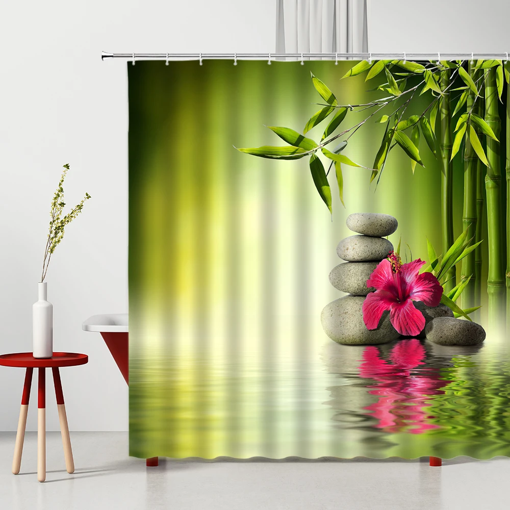 Из мультфильма Холодное сердце каменная Ванна Шторы 3D Зеленый бамбук и цветок