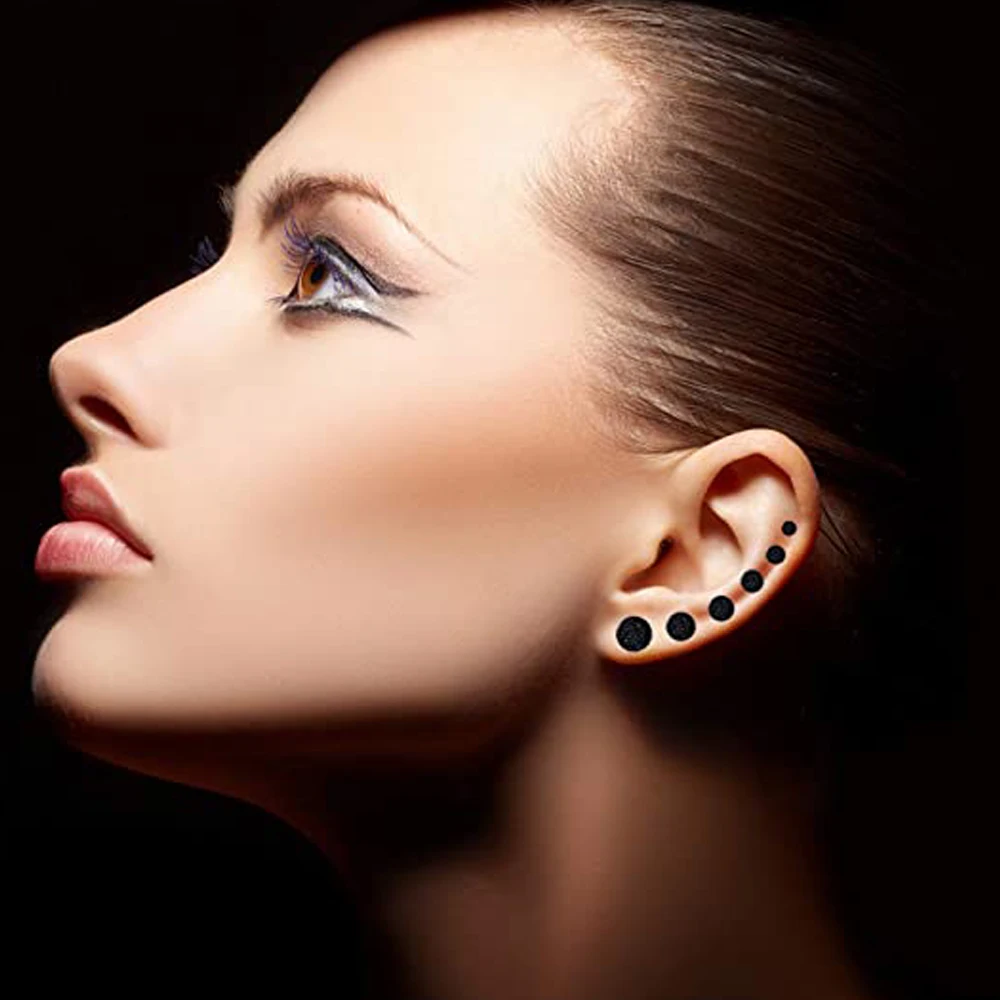 

2Pcs Punk Black Unisex Stud Earring Barbell Piercing Earring For Men Women Gothic Street Pop Hip Hop Ear Jewelry Stainless Steel