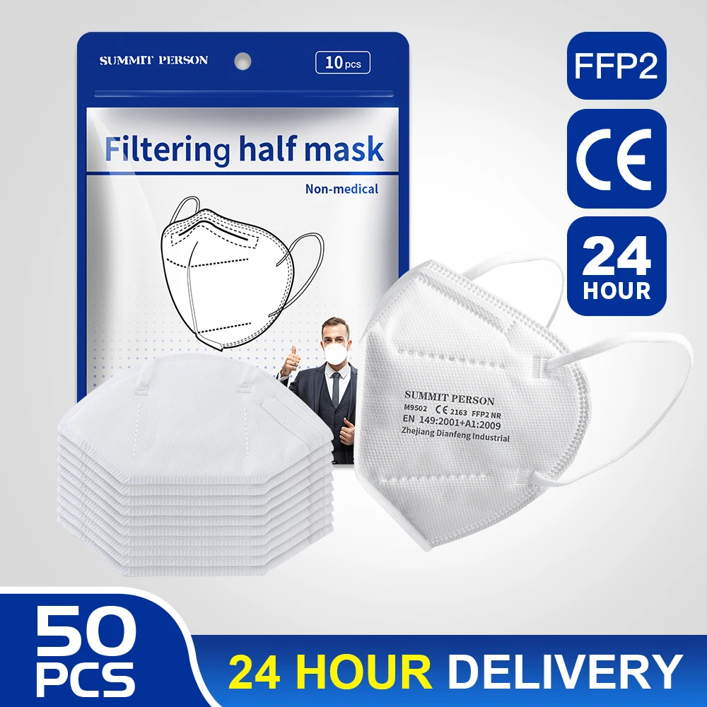 50 шт. FPP2 маска для защиты от вирусов пылезащитный респиратор маски лица