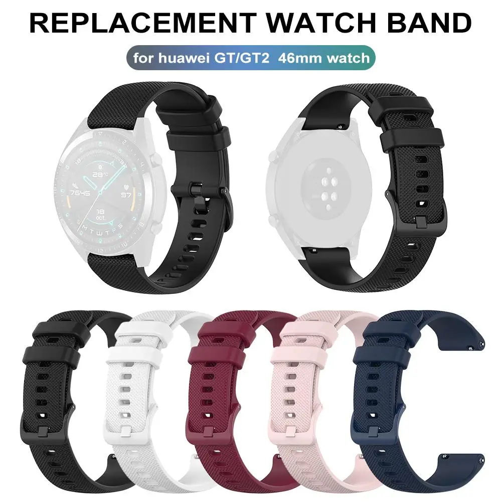 

Ремешок силиконовый для смарт-часов Huawei GT/GT2 46 мм, быстросъемный Регулируемый Воздухопроницаемый браслет для наручных часов, 22 мм