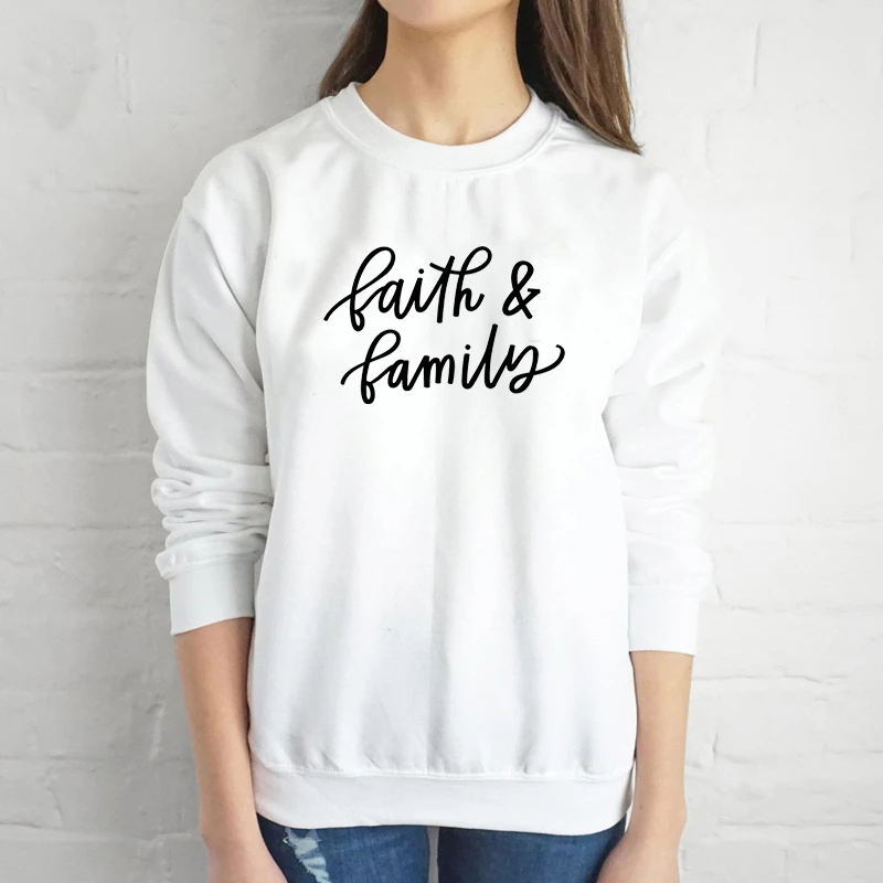 

Faith and family sweatshirt women fashion pure grunge tumblr hipster pullover religion Jeusus Christian Bible slogan tops- L222