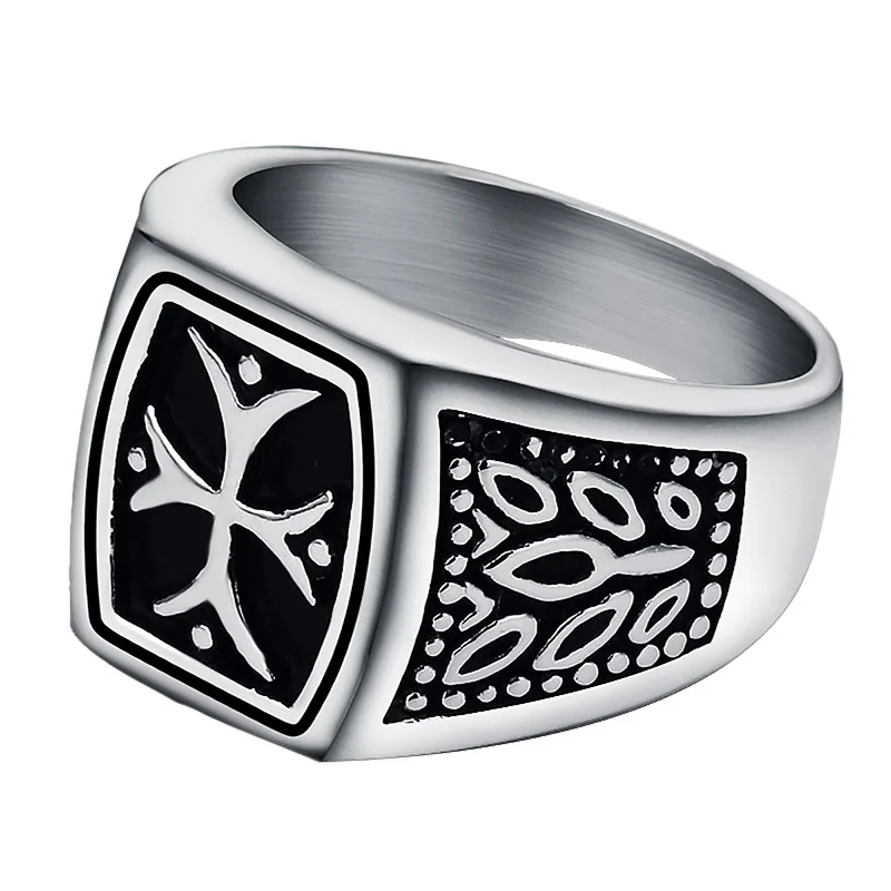 Мужское кольцо с крестом Valily классическое Винтажное из нержавеющей стали