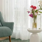 Вышитая Тюлевая занавеска для гостиной, спальни, белая прозрачная занавеска из вуали с цветочным рисунком для кухни, занавески, жалюзи