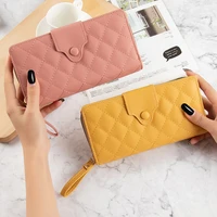 luxury woman wallets fashion lingge zipper hasp multifunction coin purses female solid color multi card holder ladies phone bag