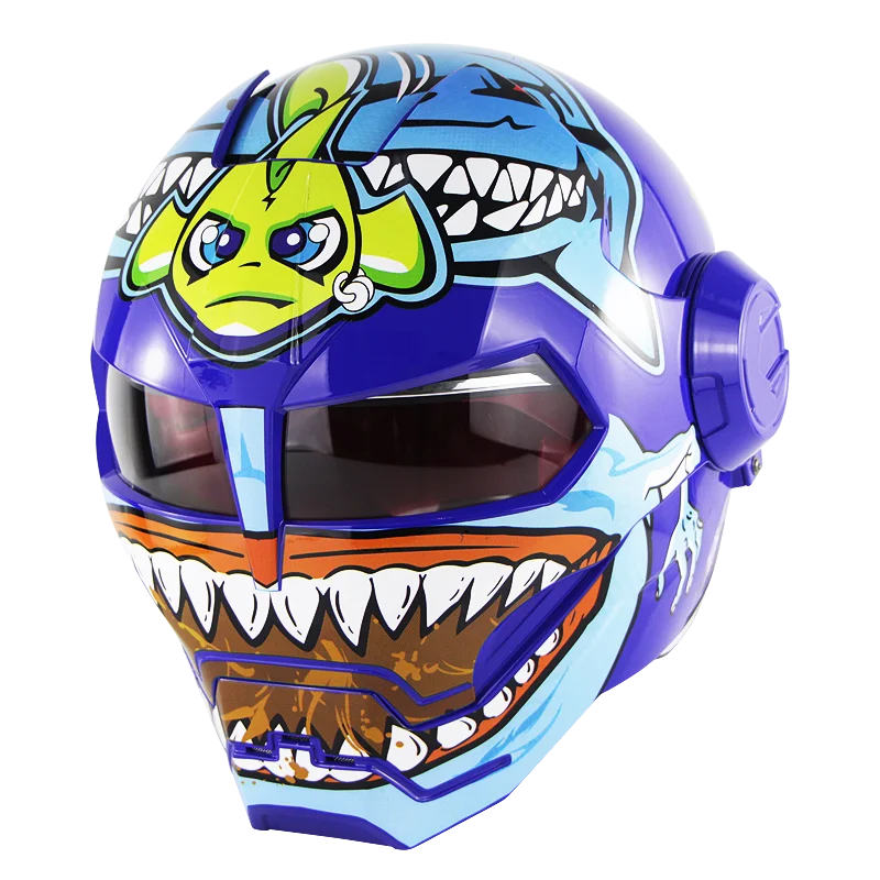 Железный человек Шлем Мото шлем персонализированный каск флип-ап Verspa Ironman череп