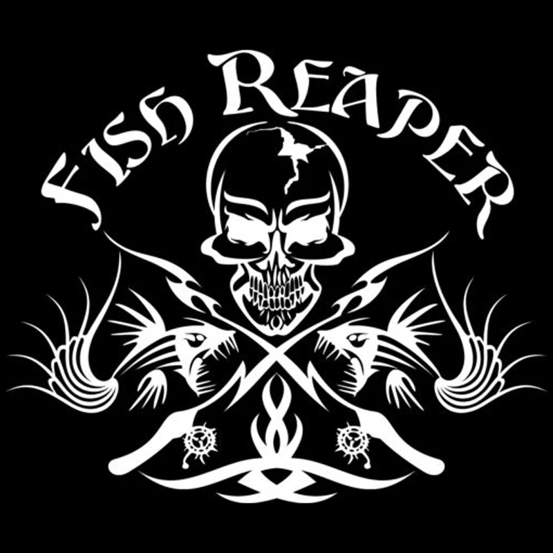 OFK Fish Reaper Skull Tribal Fishing Vinyl Car-Styling Stickers Decals Decor 18.5cm*15.5cm | Car