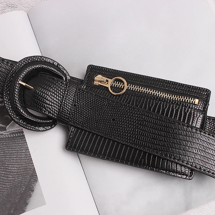 

2020 lizard grain Leather Waist Belt Card Coin Bag Fashion 6 Colors Women PU Waistband mini Fanny packs