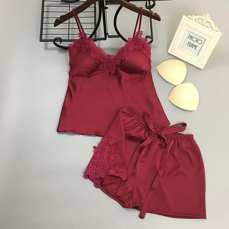 

Sexy Lace Women Pajamas Set 2PCS V-Neck Backless Home Clothing Elastic Waist Sleep Set Summer Strap Top&Shorts Sleepwear