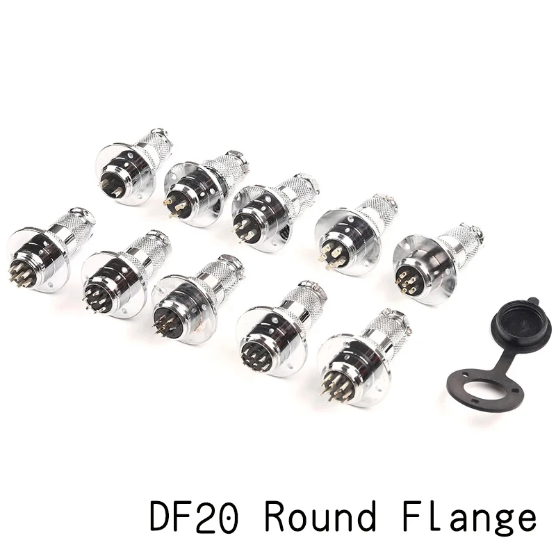 

1Set DF20 GX20 Circular Flange Electric Aviation Plug Socket M19 2/3/4/5/6/7/8/9/10/12 Pin Male Female Wire Connector With cove