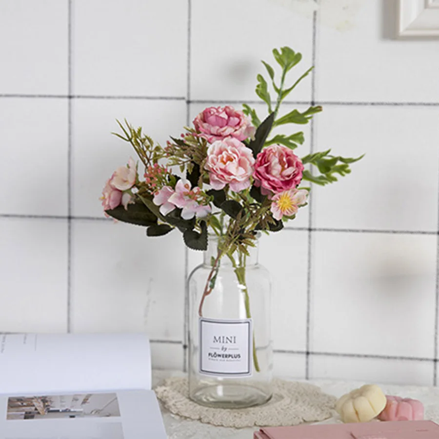 

Peony DIY Party Decoration Vintage Silk Artificial Flowers Small Rose Wedding Fake Flowers Festival Supplies Home Decor Bouquet