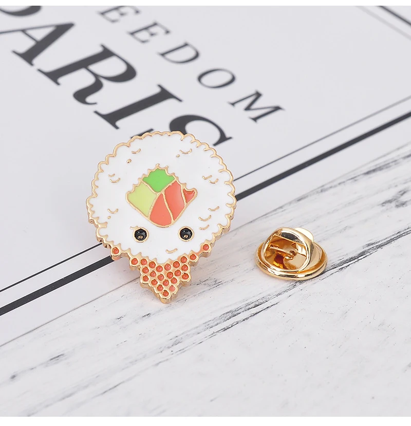 7 Style Collection Enamel Pins Brooches for Women Backpack Clothes Lapel Pin Sushi Salmon Brooch Badges Creative Cartoon Jewelry