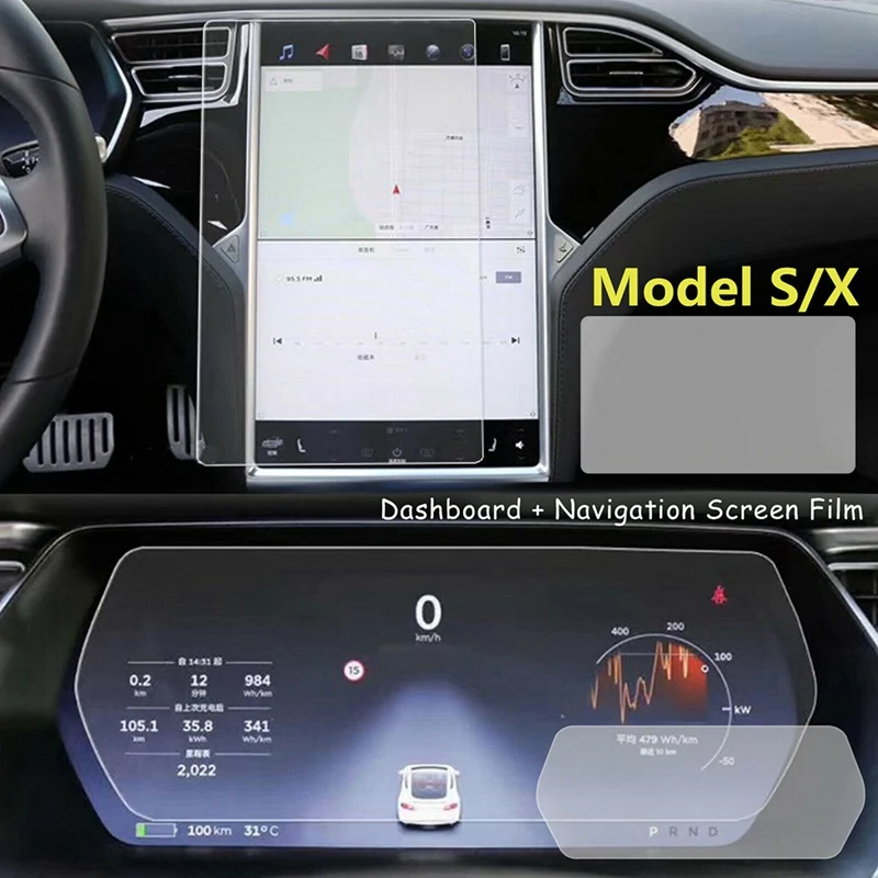

Для приборной панели 2012-20 Tesla Model S / 16-20 Model X + пленка для навигационного экрана, защита сенсорного экрана, пленка из закаленного стекла