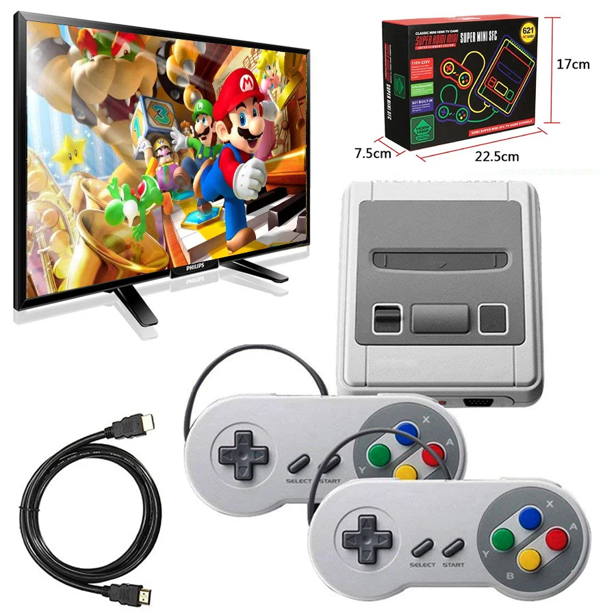 Super SNES Mini HD family tv 8 бит игровая консоль HDMI выход ТВ Портативный игровой плеер встроенный 621 ретро классические игры
