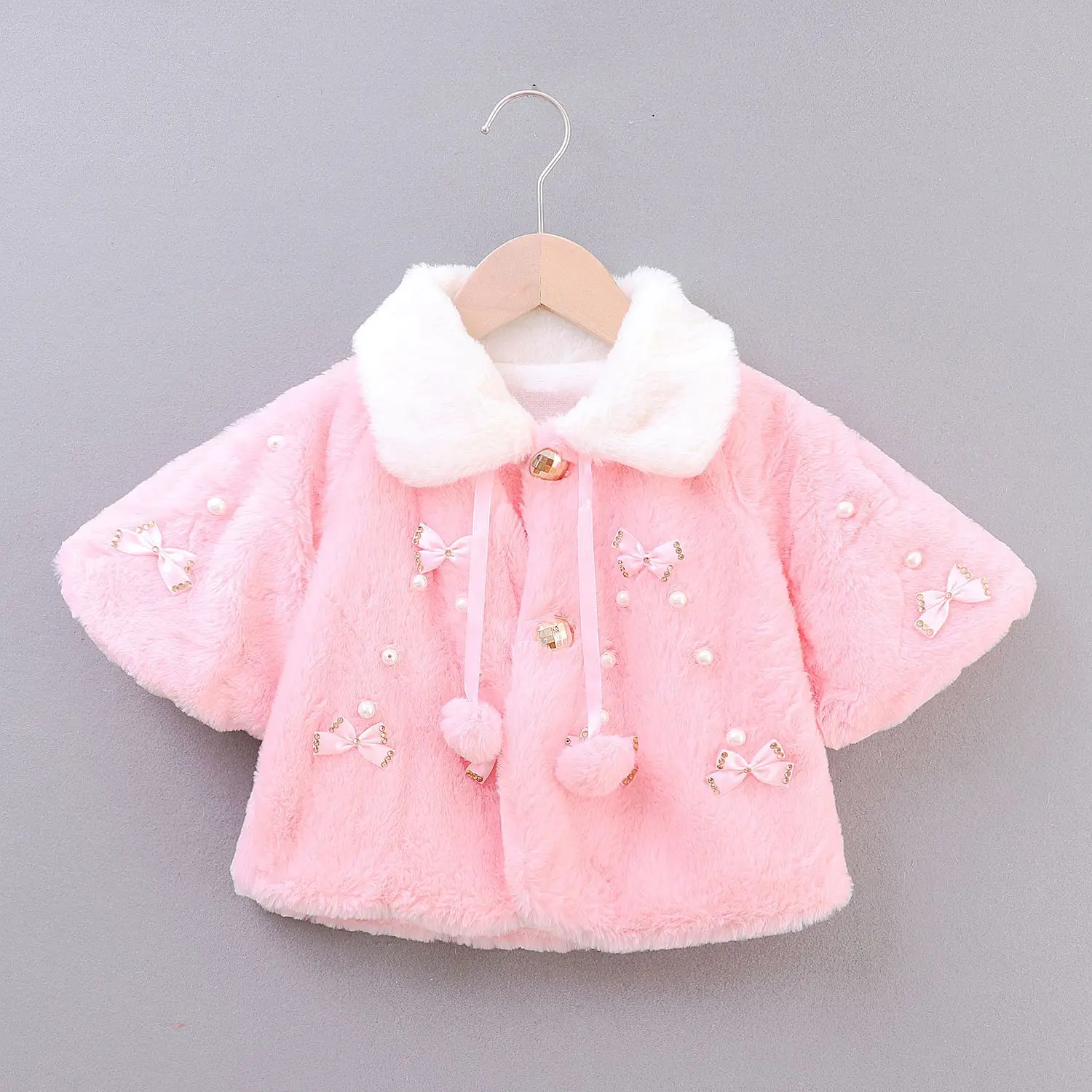 

Newborn Baby Girl Infant Coat Fall Winter Clothes Turn-down Collar 0 3 Month Jacket Thick Warm Pink Christmas Kid Children